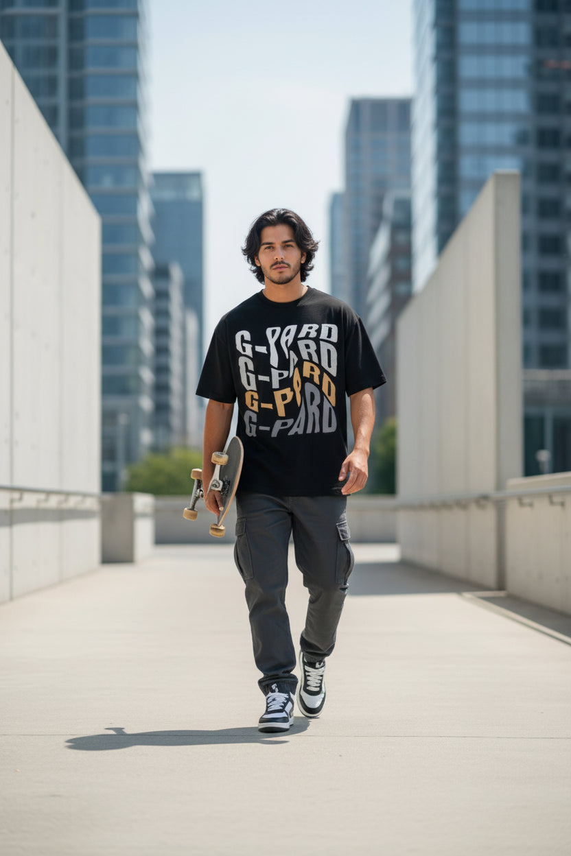 Camiseta Holgada Warp -Negro