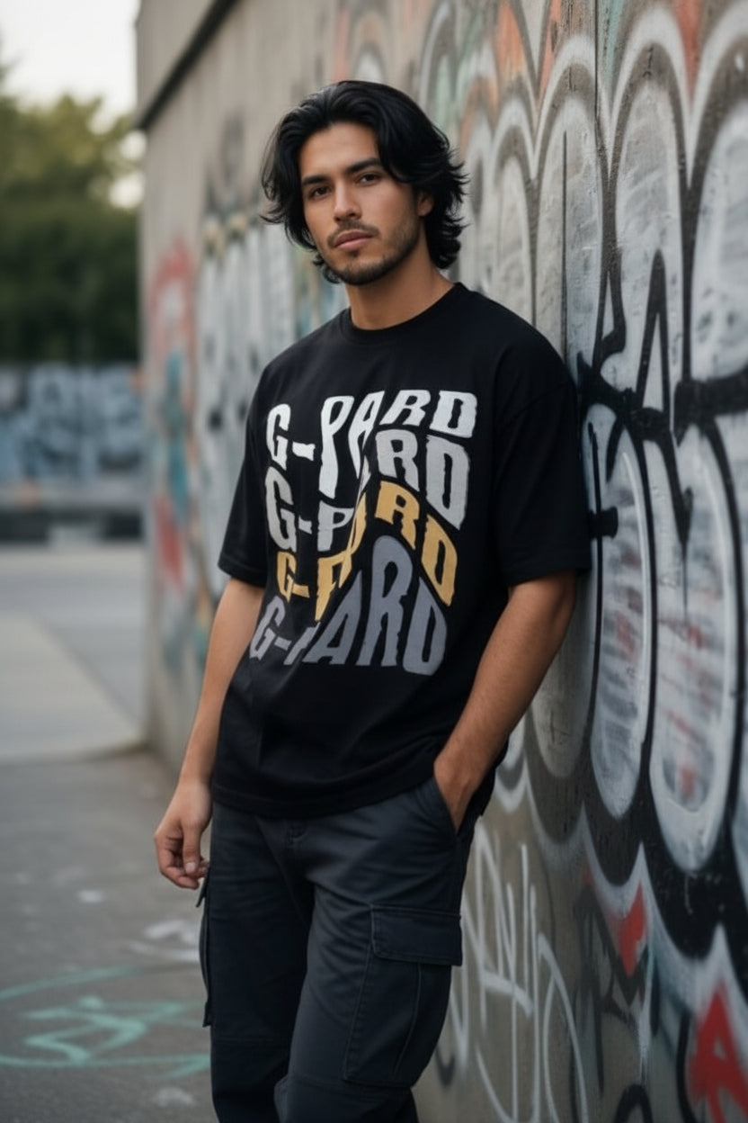 Camiseta Holgada Warp -Negro